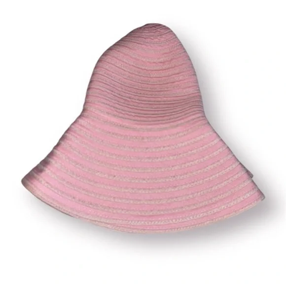 🛍️SALE🛍️ Packable Wide Brim Crotchet Bucket Sun Hat in Baby Pink - Picture 6 of 7